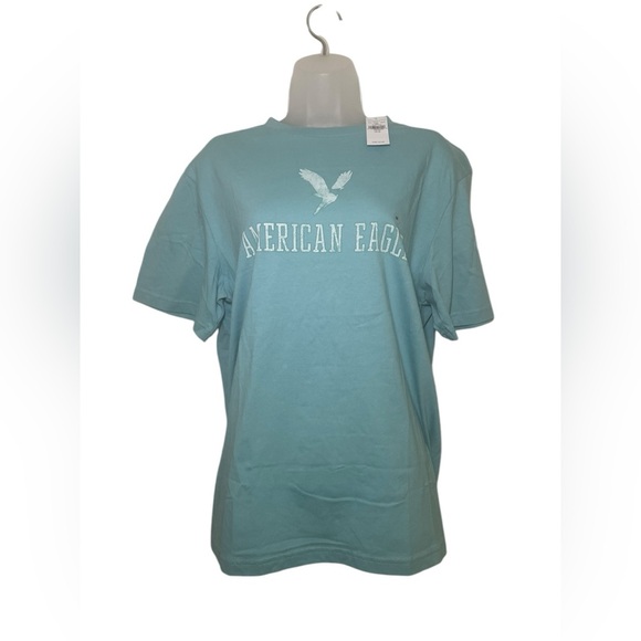 American Eagle New Logo Turquoise 100% Cotton Tee Shirt Size Medium - Picture 3 of 7
